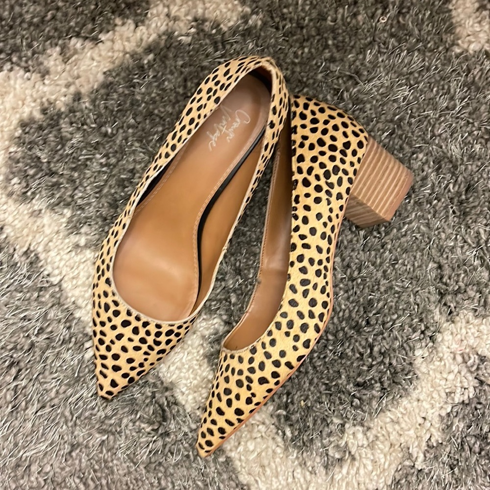 Leopard print block heels